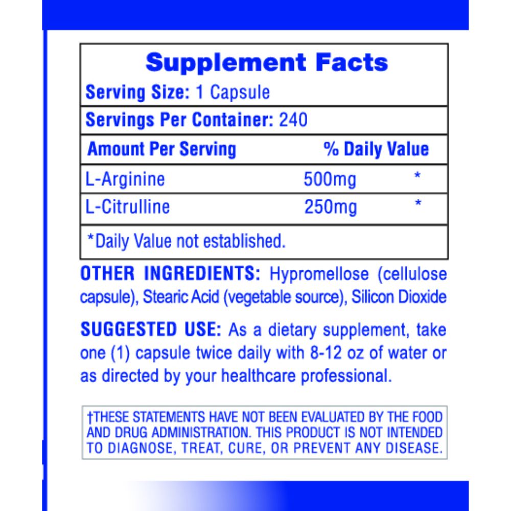 Hi-Tech Pharmaceuticals L-Arginine + Citrulline 240 Capsules