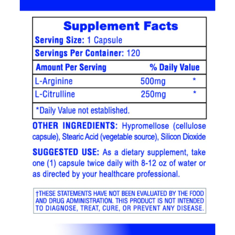 Hi-Tech Pharmaceuticals L-Arginine + L-Citrulline 120 Capsules