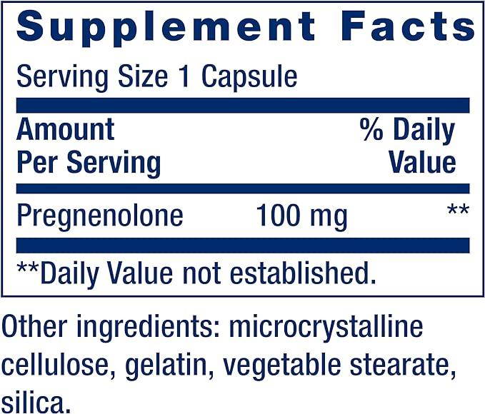  Life Extension Pregnenolone 100 mg 100 Capsules 