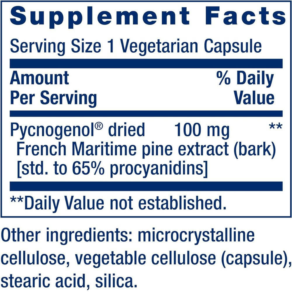  Life Extension Pycnogenol 100mg 60 Vege Caps 