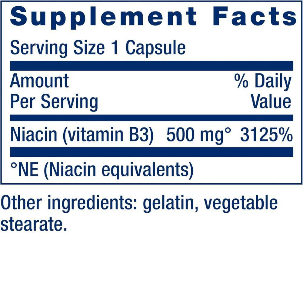  Life Extension Vitamin B3 Niacin 500mg 100 Caps 