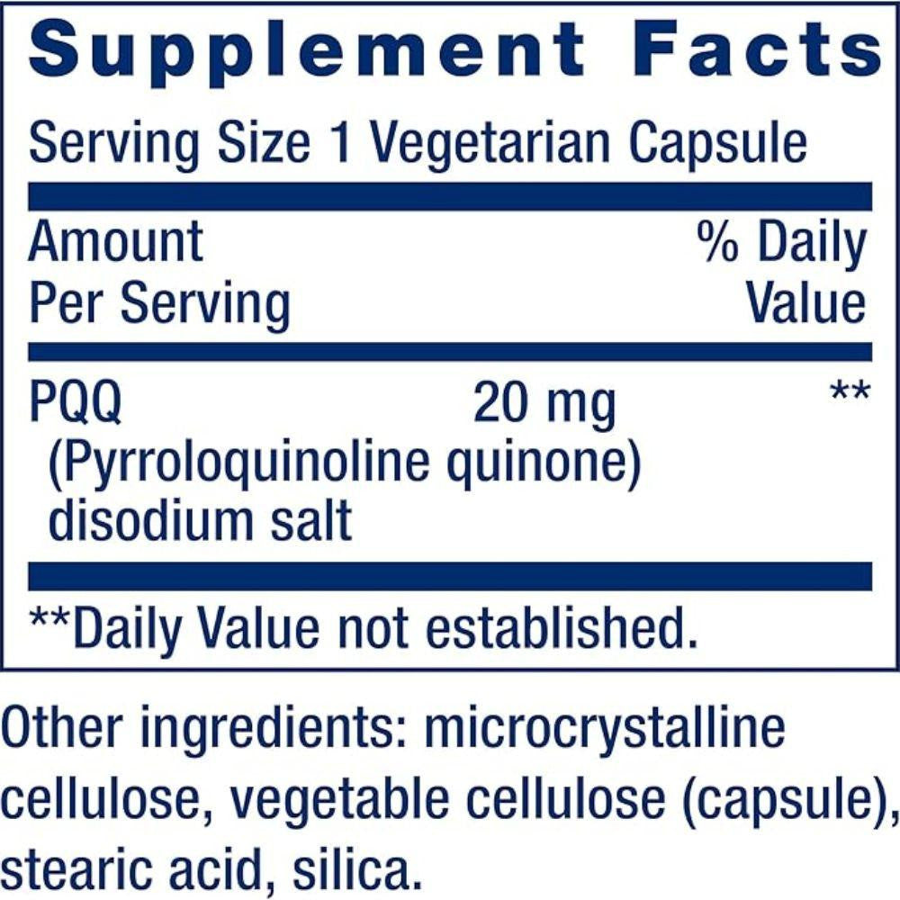 Life Extension PQQ Caps with BioPQQ 20mg 30 Capsules 