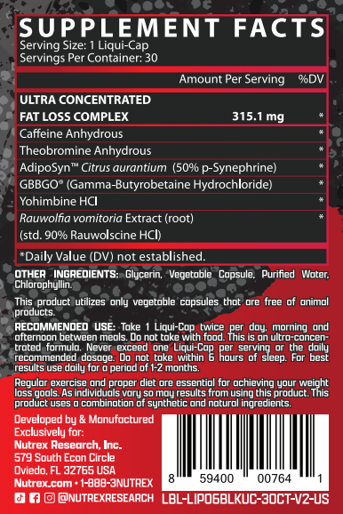  Nutrex Research Lipo 6 Black Ultra Concentrate 60 Black Capsules 
