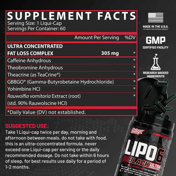  Nutrex Research Lipo 6 Black Ultra Concentrate 60 Black Capsules 