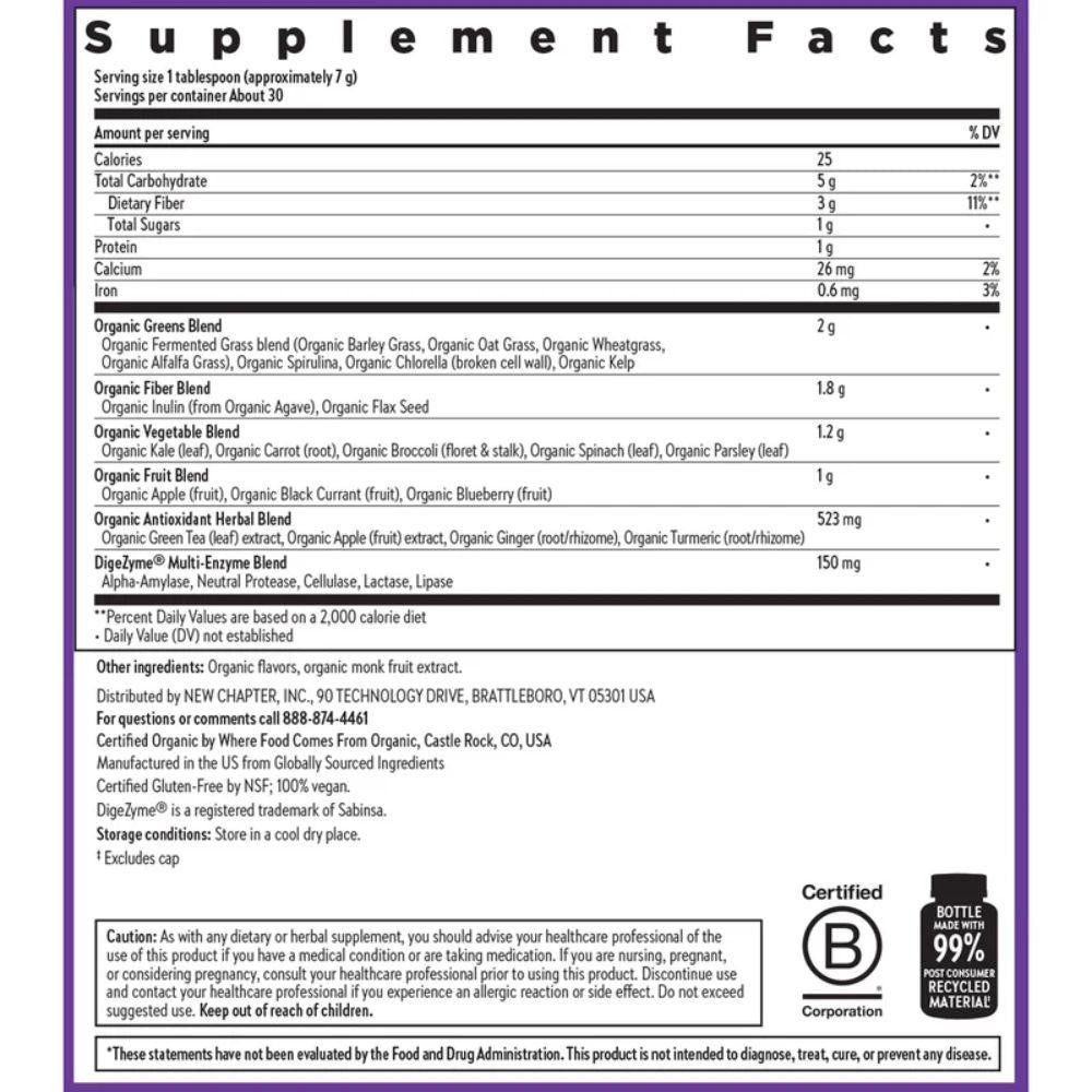  New Chapter All Flora Digestive Super Greens 30 Servings 