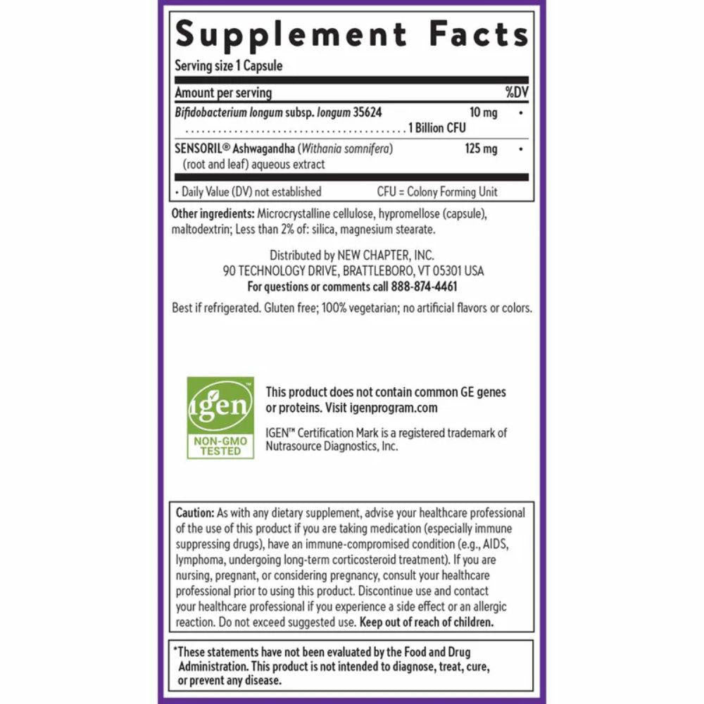  New Chapter All Flora Probiotic De-Stress 30 Capsules 