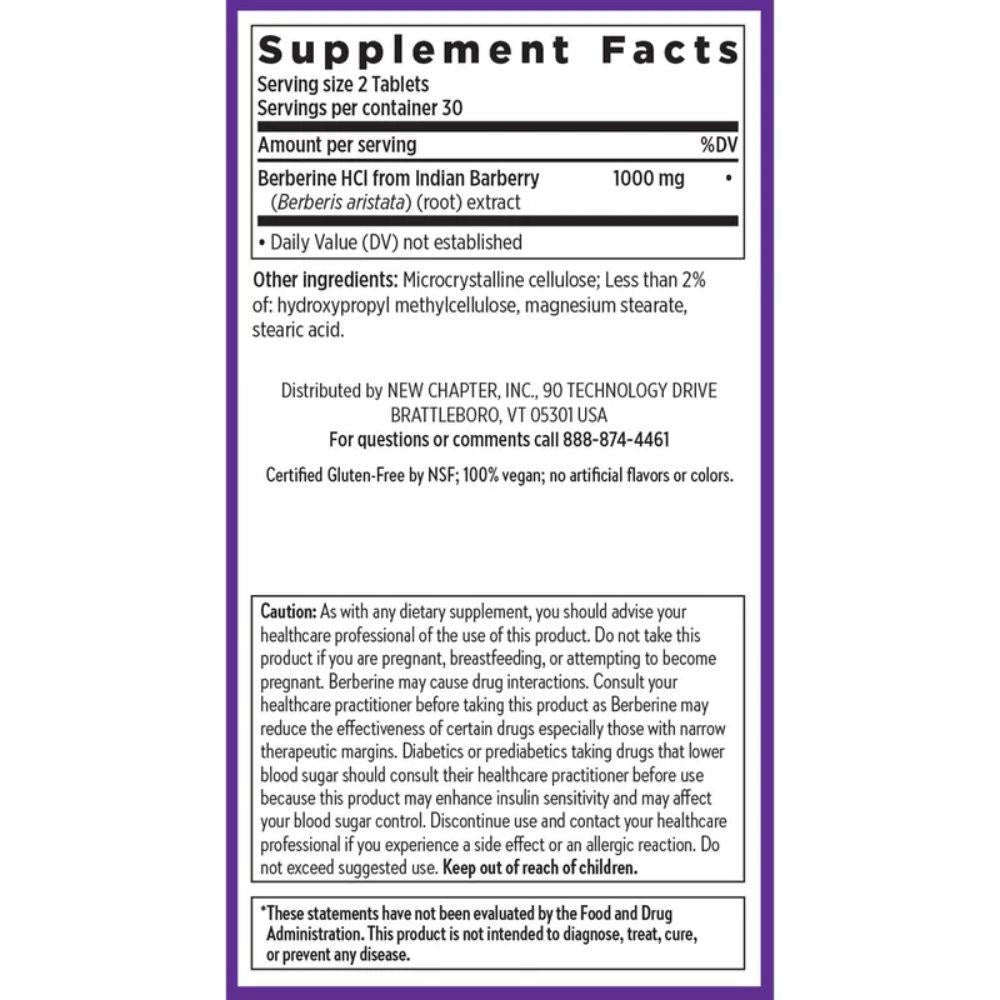  New Chapter Berberine 1000mg 60 Tablets 