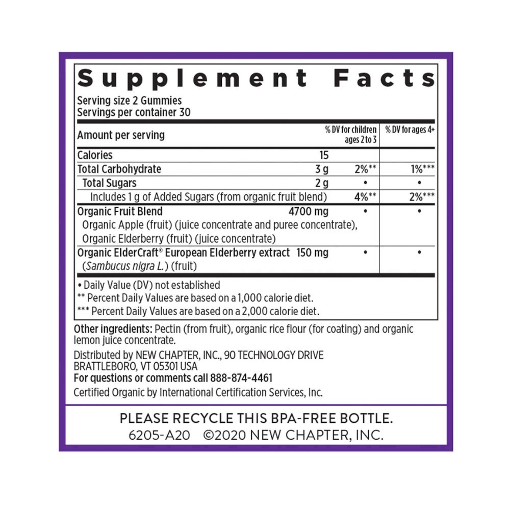  New Chapter Organic Elderberry Gummies 60 Count 