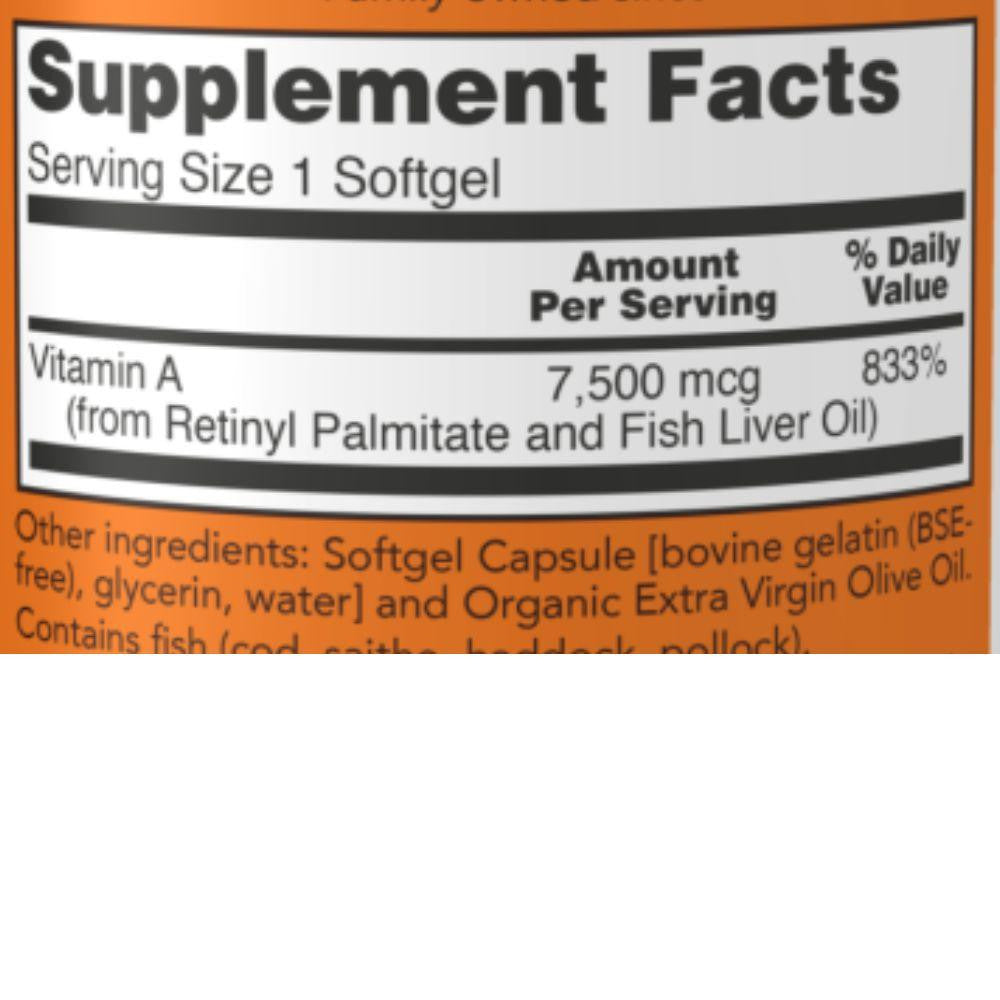  Now Foods Vitamin A 25000 IU 250 Softgels 