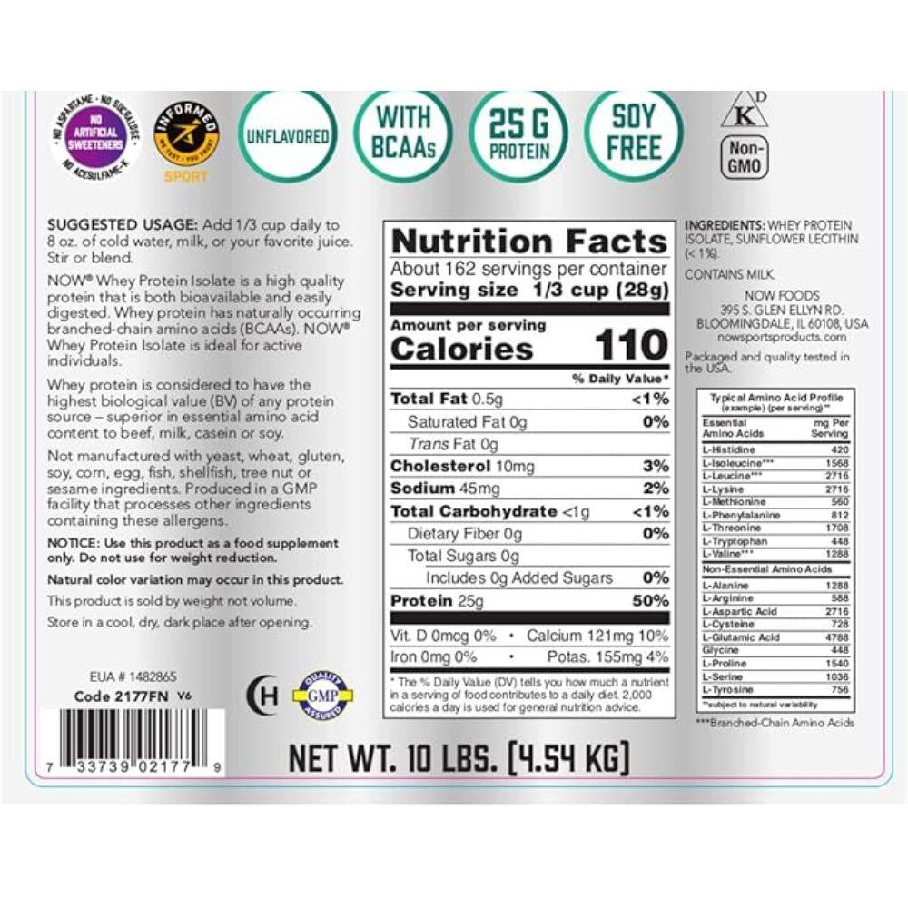  Now Foods Whey Protein Isolate 10 Lbs 