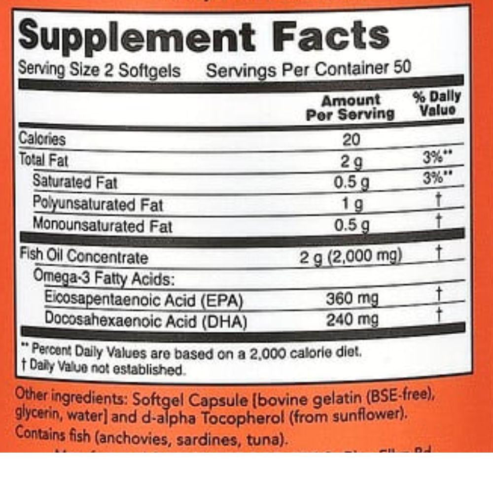  Now Foods Omega-3 1000mg 100SG 
