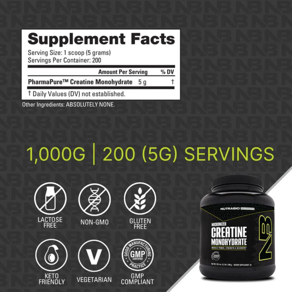  NutraBio Creatine 1000 Grams 