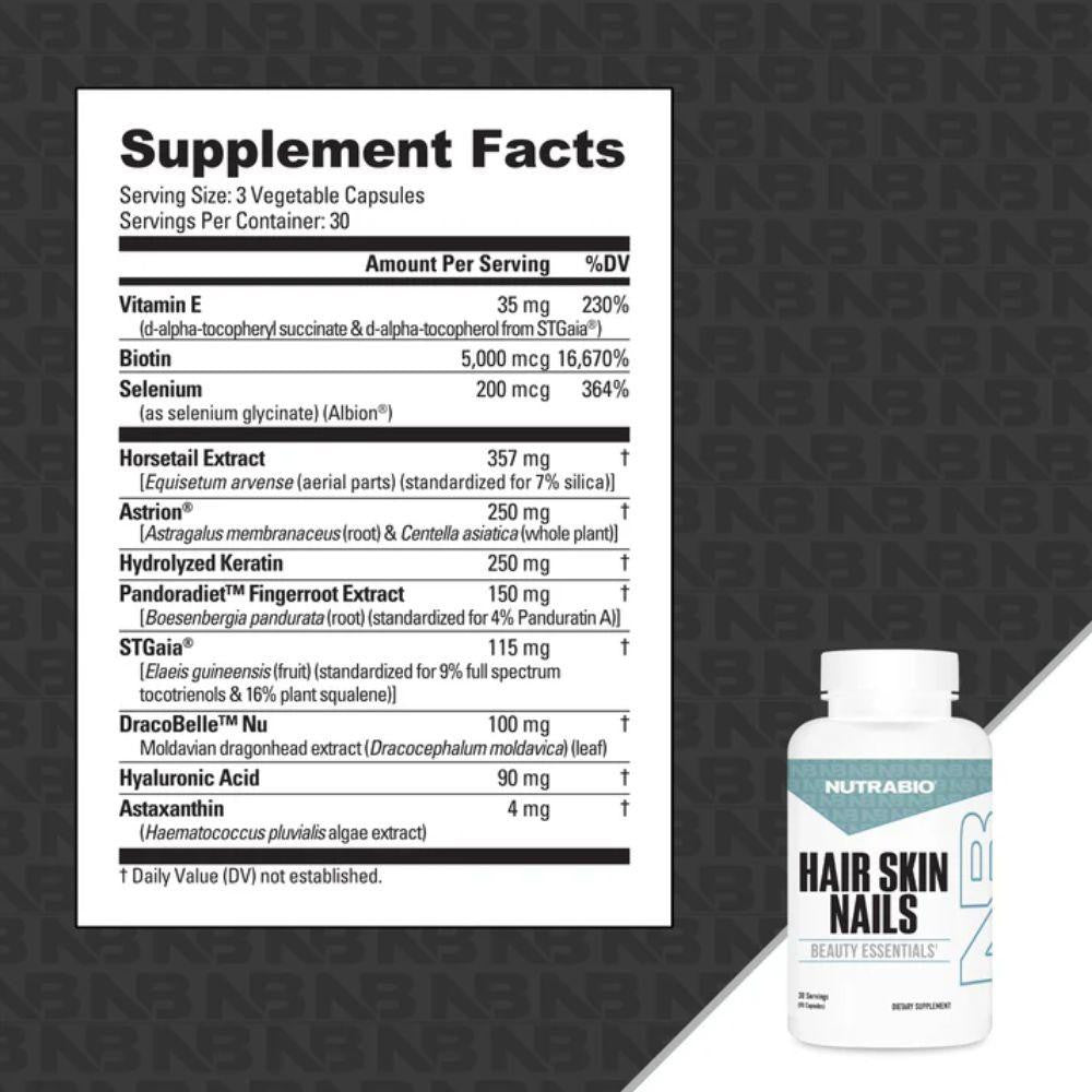NutraBio Nutrabio Hair Skin Nails 90 Capsules 