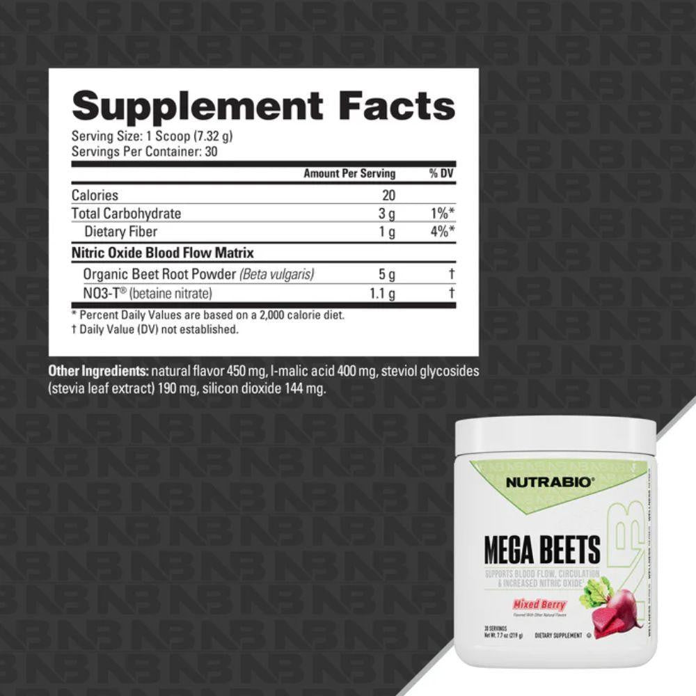 NutraBio Nutrabio Mega Beets Mixed Berry 30 Servings 