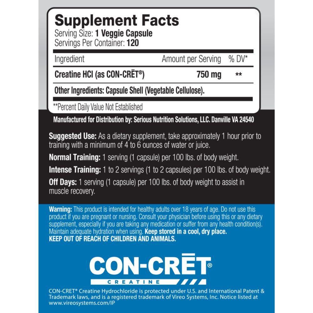  Serious Nutrition Solutions Creatine HCL 120 Caps 