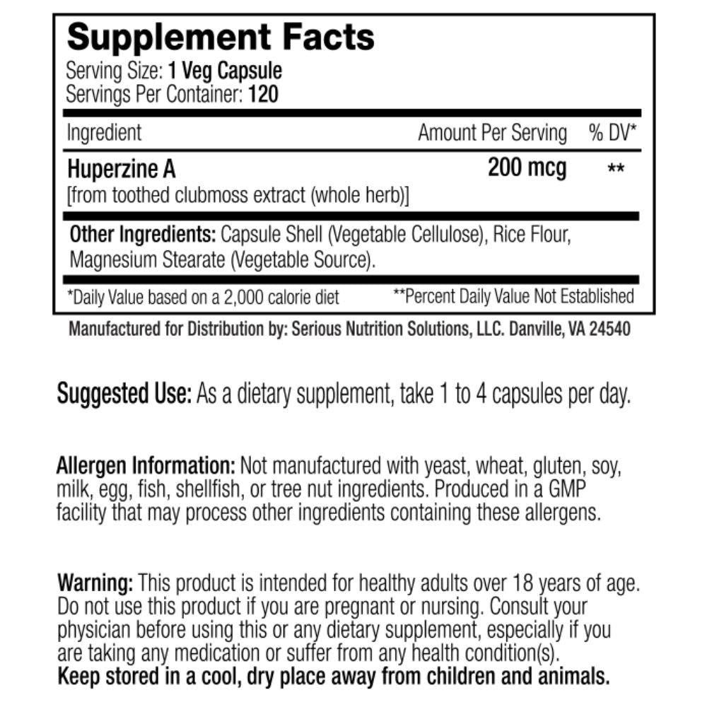  Serious Nutrition Solutions Huperzine A 120 Capsules 