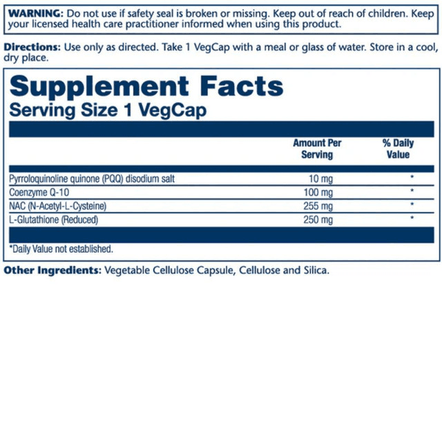  Solaray PQQ CoQ-10 with NAC & Glutathione, 30 Capsules 