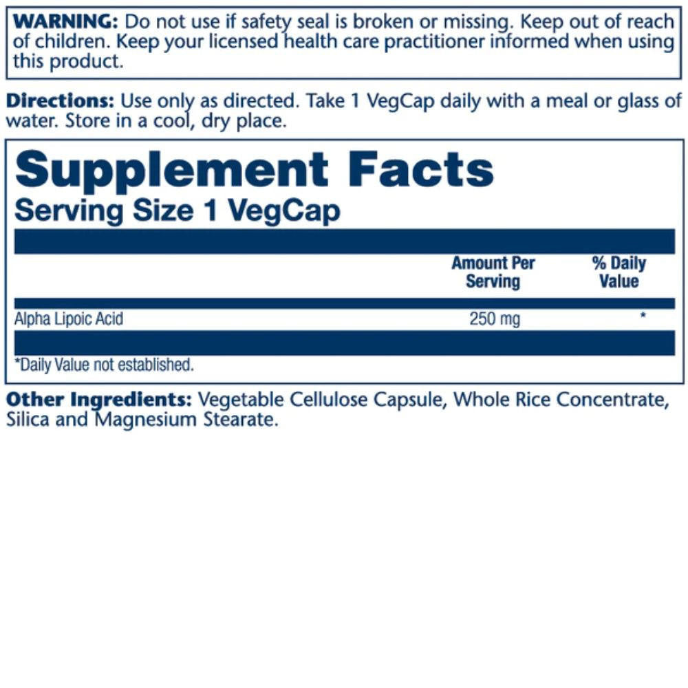  Solaray Alpha Lipoic Acid 250mg 60 Caps 