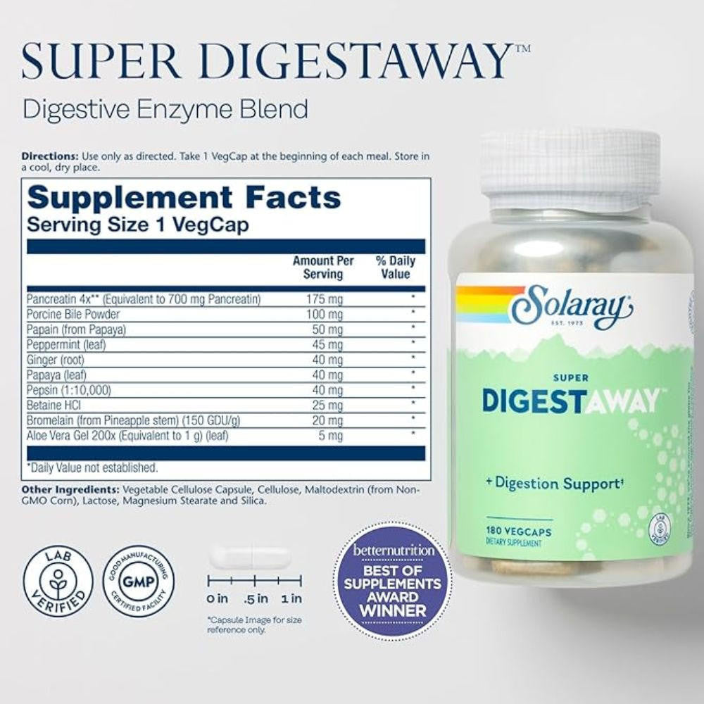  Solaray Super DigestAway 180 Capsules 