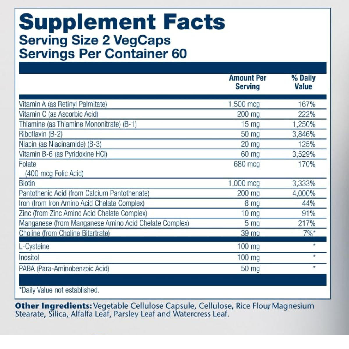  Solaray Hair Nutrients With L-Cysteine 120 Capsules 