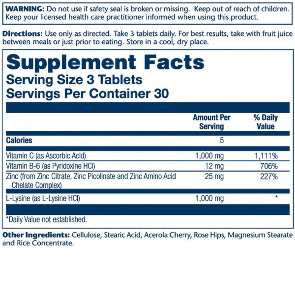  Solaray L-Lysine 1,000mg 90 Tablets 