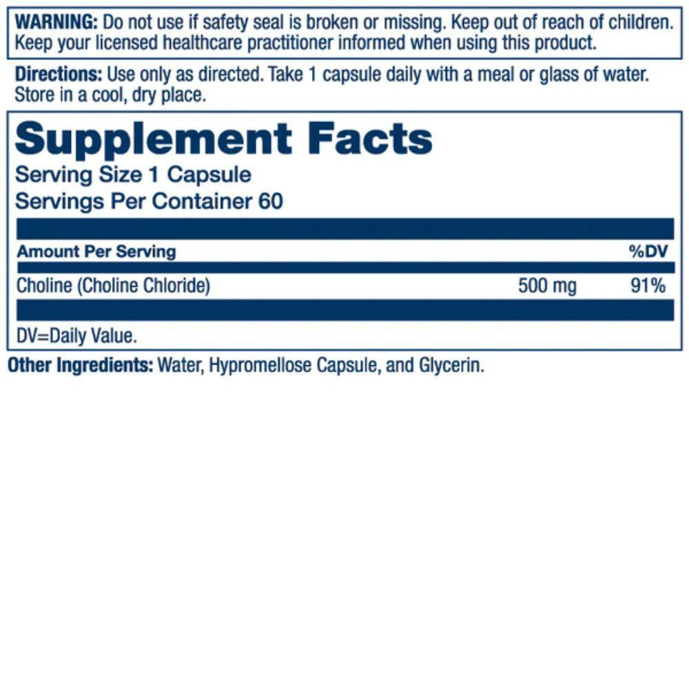  Solaray Odor-Free Choline 500mg 60 Capsules 
