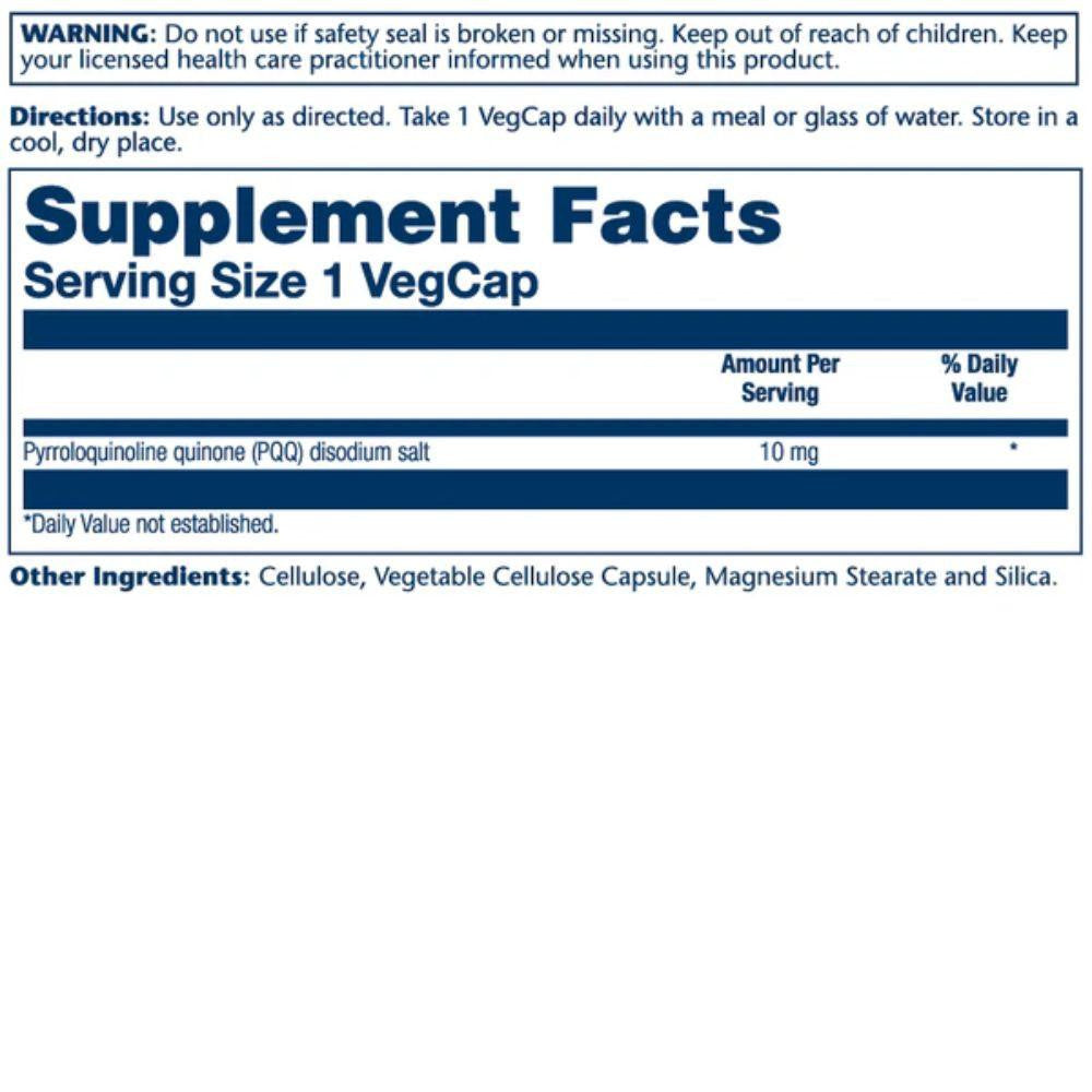  Solaray PQQ Pyrroloquinoline 10 mg 30 Capsules 