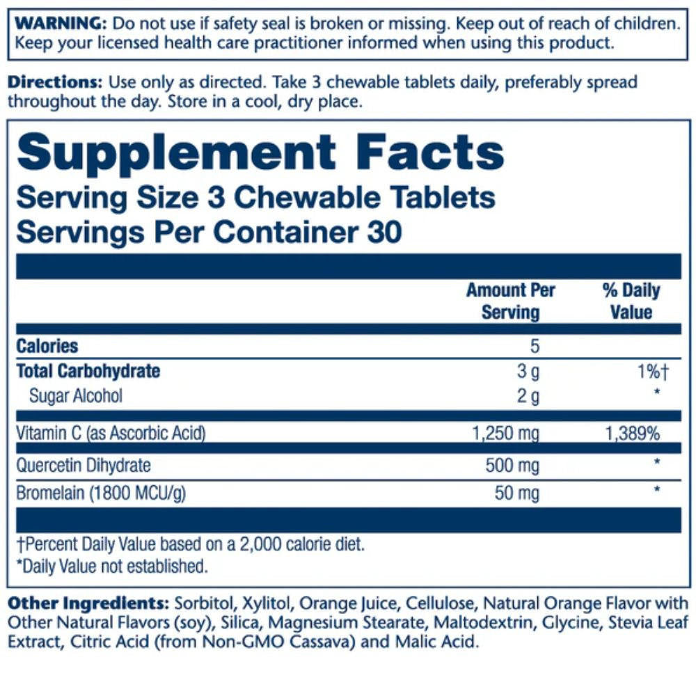  Solaray Quercetin & Bromelain Natural Orange 90 Chewables 