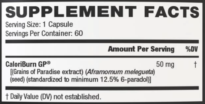 NutraBio Unbound Supps Grains of Paradise 60 Capsules 