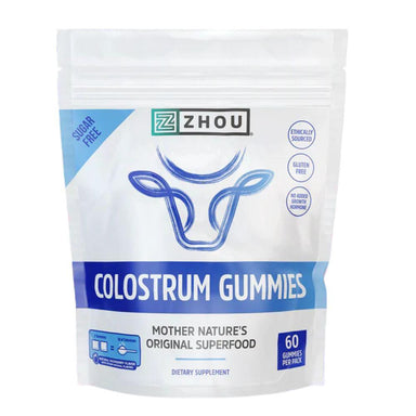 ZHOU Zhou Colostrum Gummies Natural Peach 60 Count 