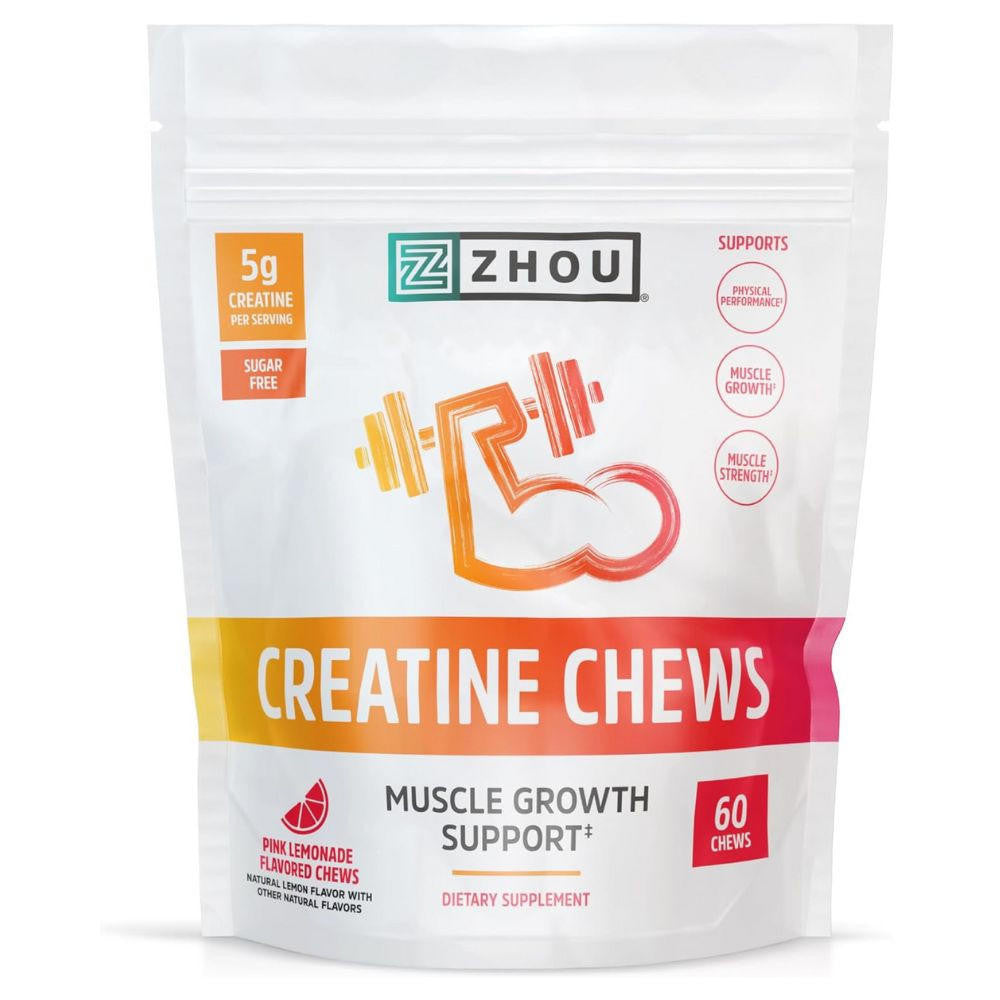 ZHOU Zhou Creatine Chews Pink Lemonade 60 Count 